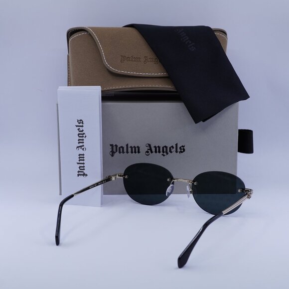Palm Angels PERI10H CRYSTAL 7607 Oval Sunglasses - Gold/Dark Grey - Picture 10 of 10